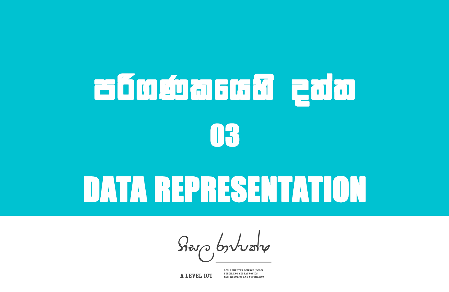 Data Representation | පරිගණකයෙහි දත්ත